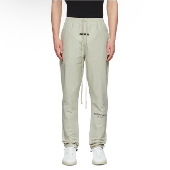 Like New FEAR OF GOD Essentials Cotton/Nylon Track Pants Lightweight Light Green